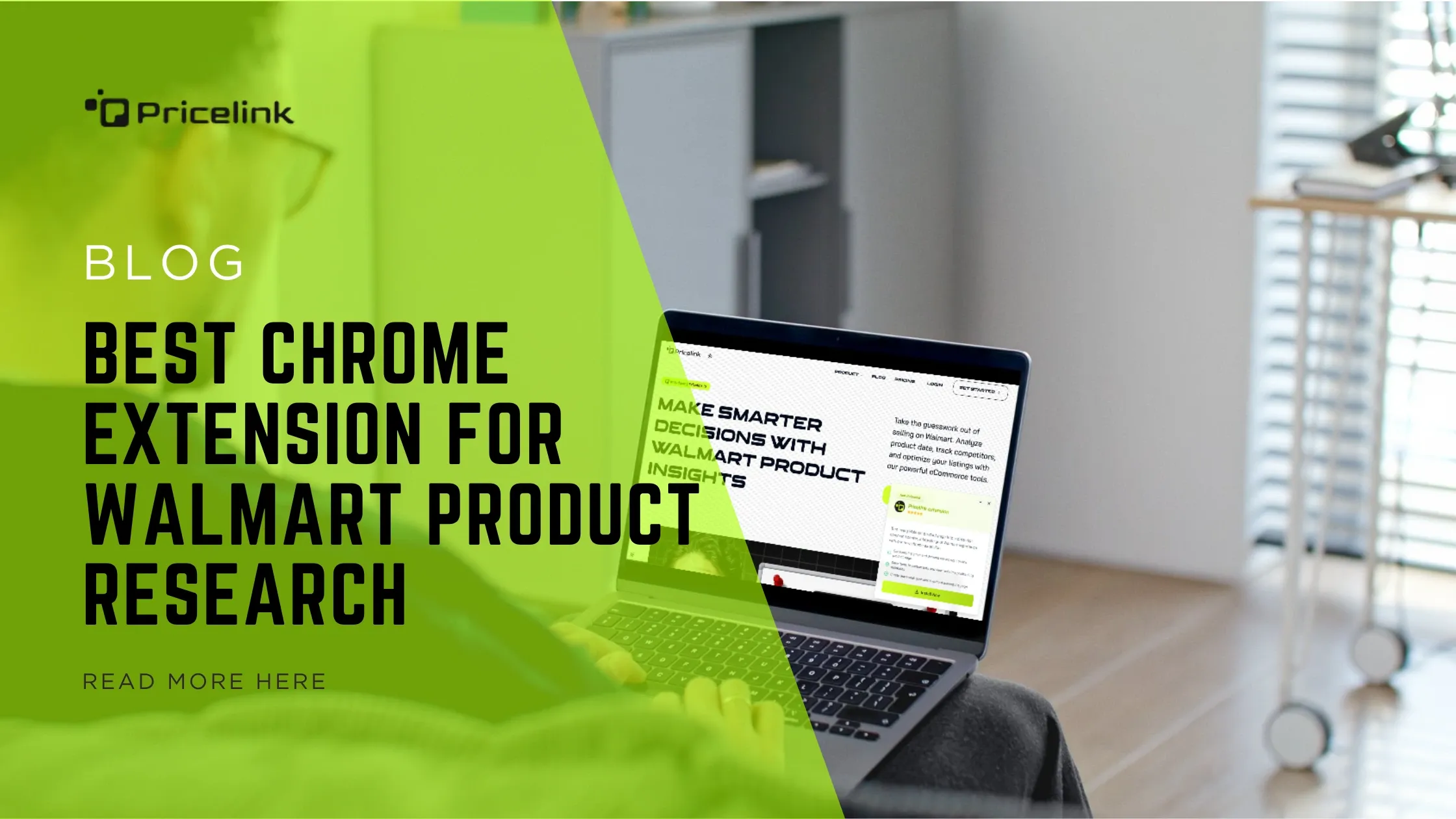 Feature image showing Walmart product page with PriceLink Chrome Extension analytics overlay