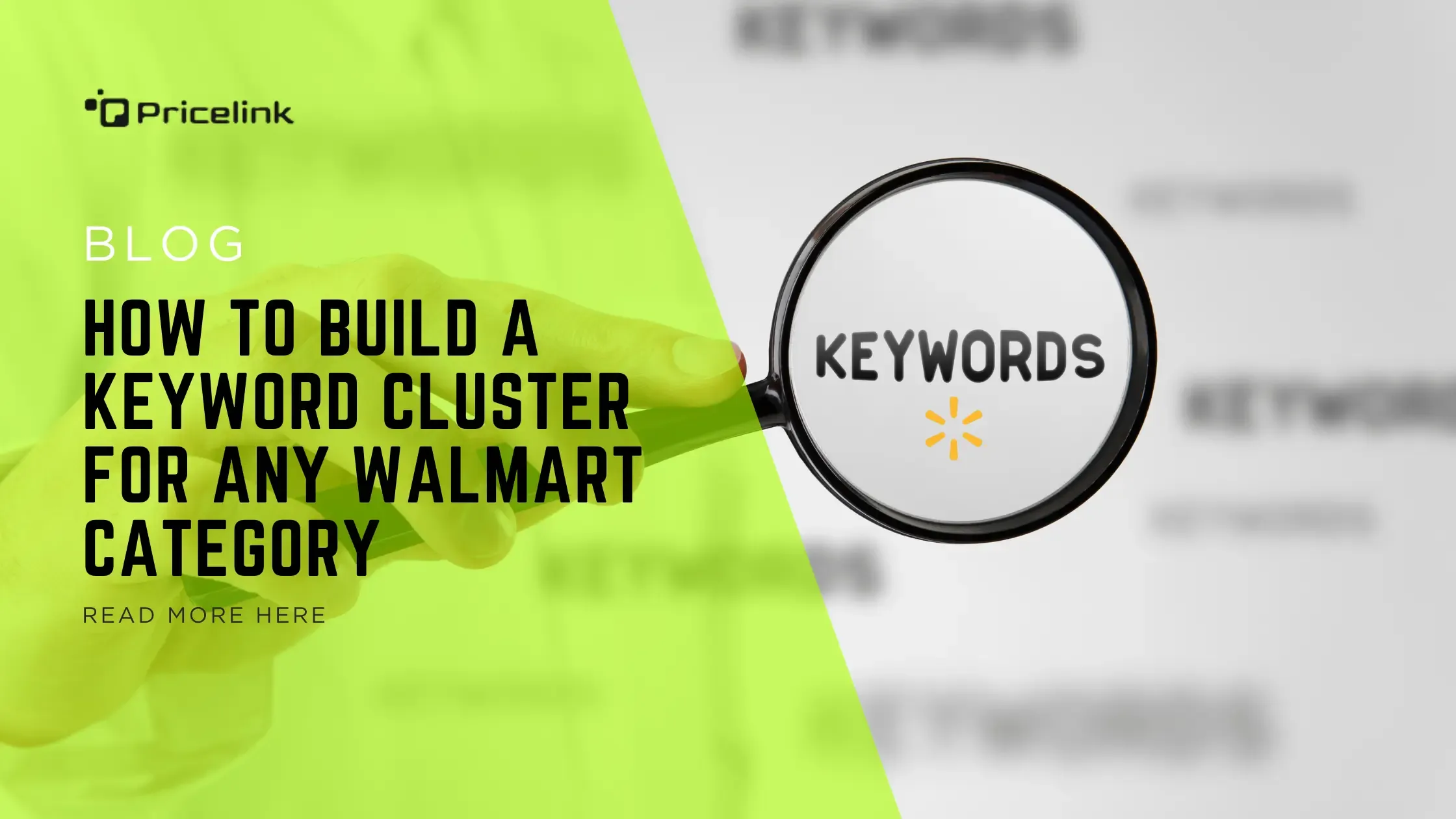 magnifying glass focusing on the word keyword. There's a neon graphic with the title inside it