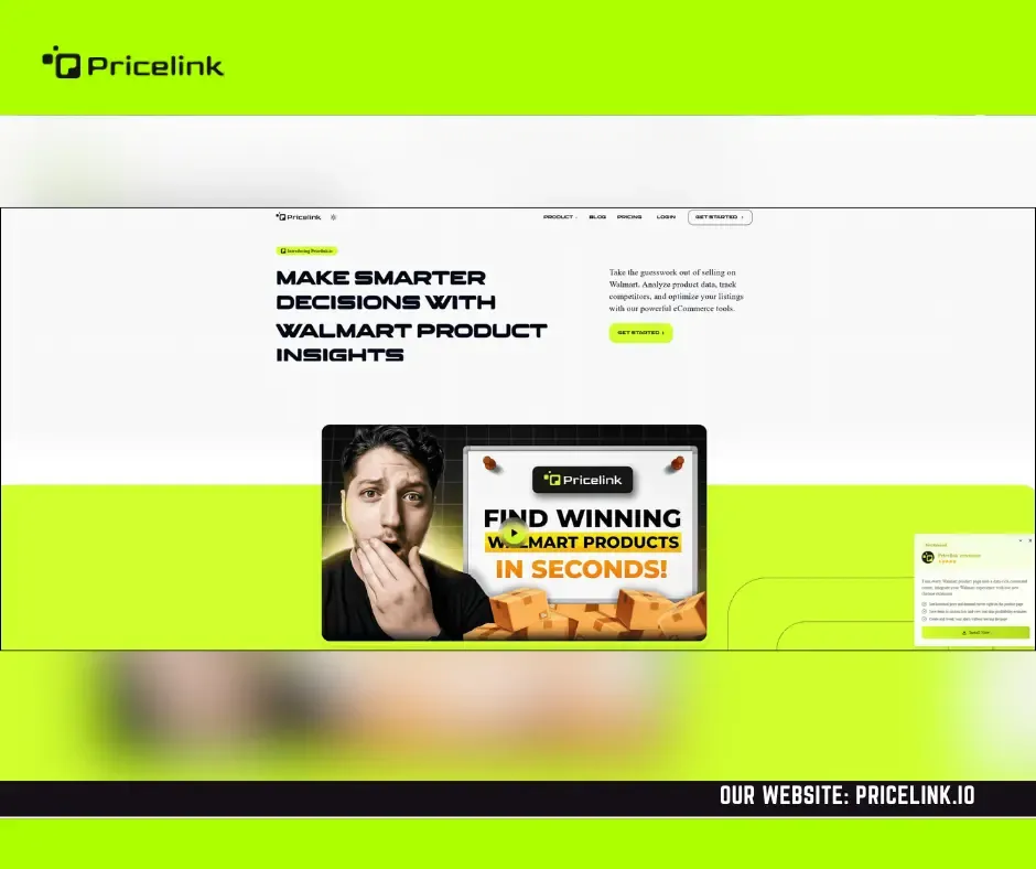 PriceLink Walmart analytics dashboard showing how to track Walmart sales effectively